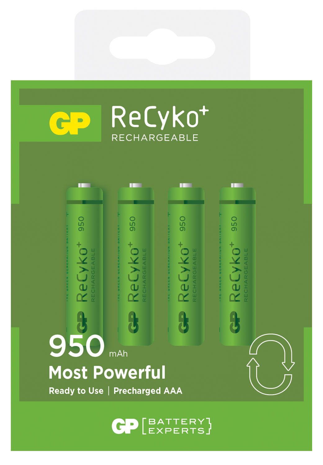 Gpbattery Gp Recyko+ Nimh Rechargeable Batteries 1.2v 950mah Aaa Packed 4 Pe