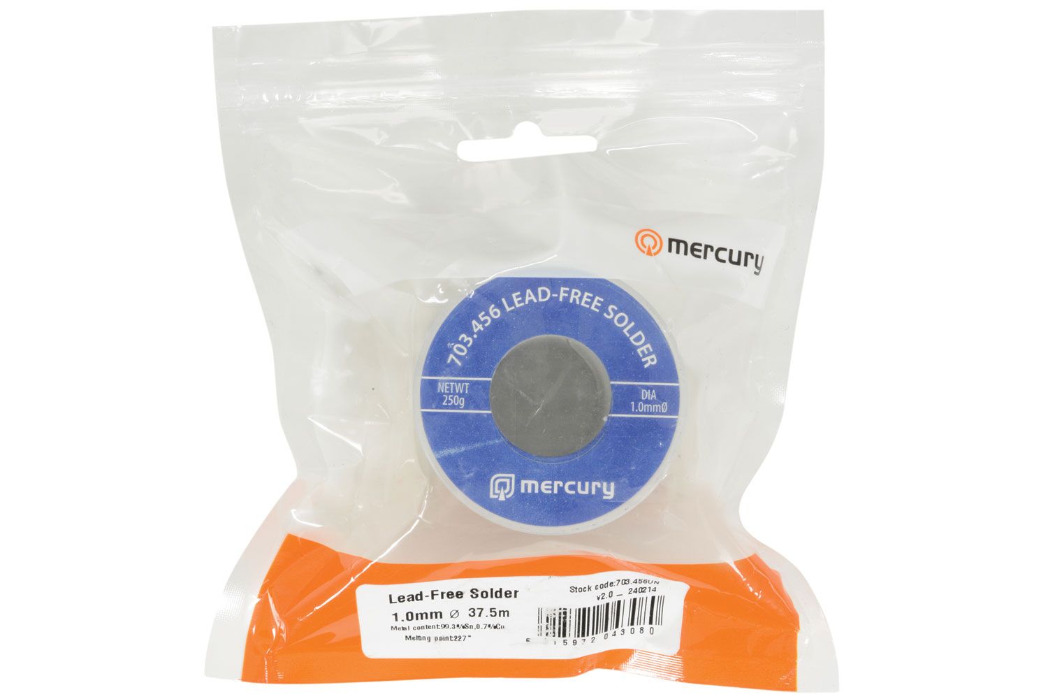 Mercury Lead-free Solder 1.0mm Dia 250g 37.5m Reel
