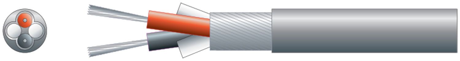 Mercury 2 Core Lap Screen 2 X 7/0.2mm 62/0.15 5.0mm Dia Grey 100m Screened Audio Cable