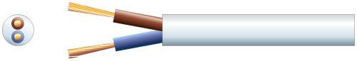 Mercury 2 Core Round Mains Pvc 2 X 24/0.2mm 6a 5.8mm Dia White 100m