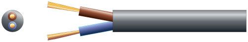 Mercury 2 Core Round Mains Pvc 2 X 24/0.2mm 6a 5.8mm Dia Black 100m