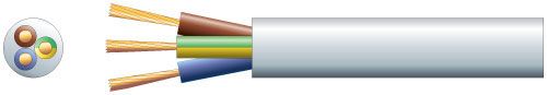3 Core Round Mains Pvc 3183Y 10a 300/500V, HO5VV-F3 White 100m