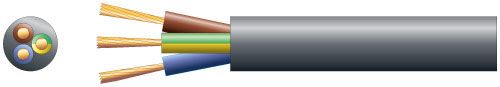 Mercury 3 Core Round Mains Pvc 3 X 32/0.2mm 10a 7.2mm Dia Black 100m