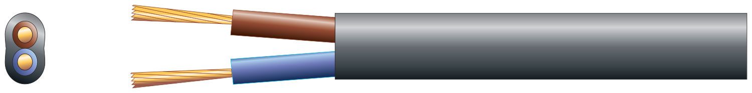 Mercury 2 Core Oval Mains Pvc 2 X 16/0.2mm 3a Black 100m