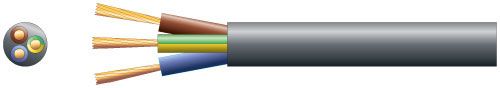 Mercury 3 Core Round Mains Pvc 3 X 16/0.2mm 3a 5.6mm Dia Black 100m
