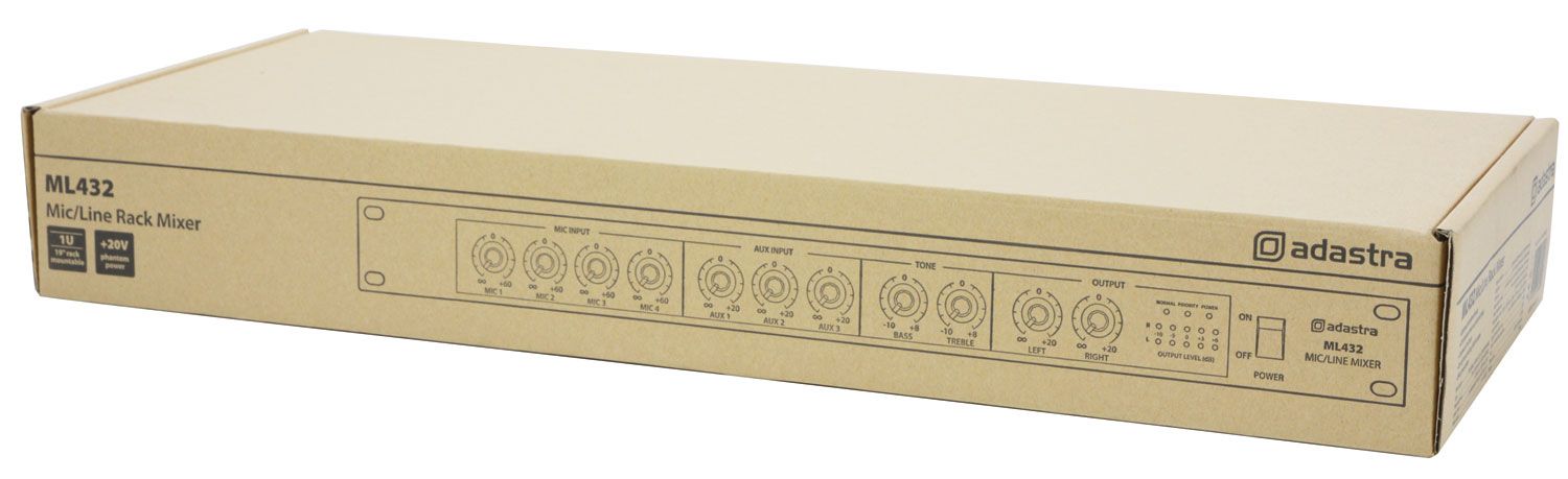 Adastra Ml432 4mic+3aux Rack Mixer 1u