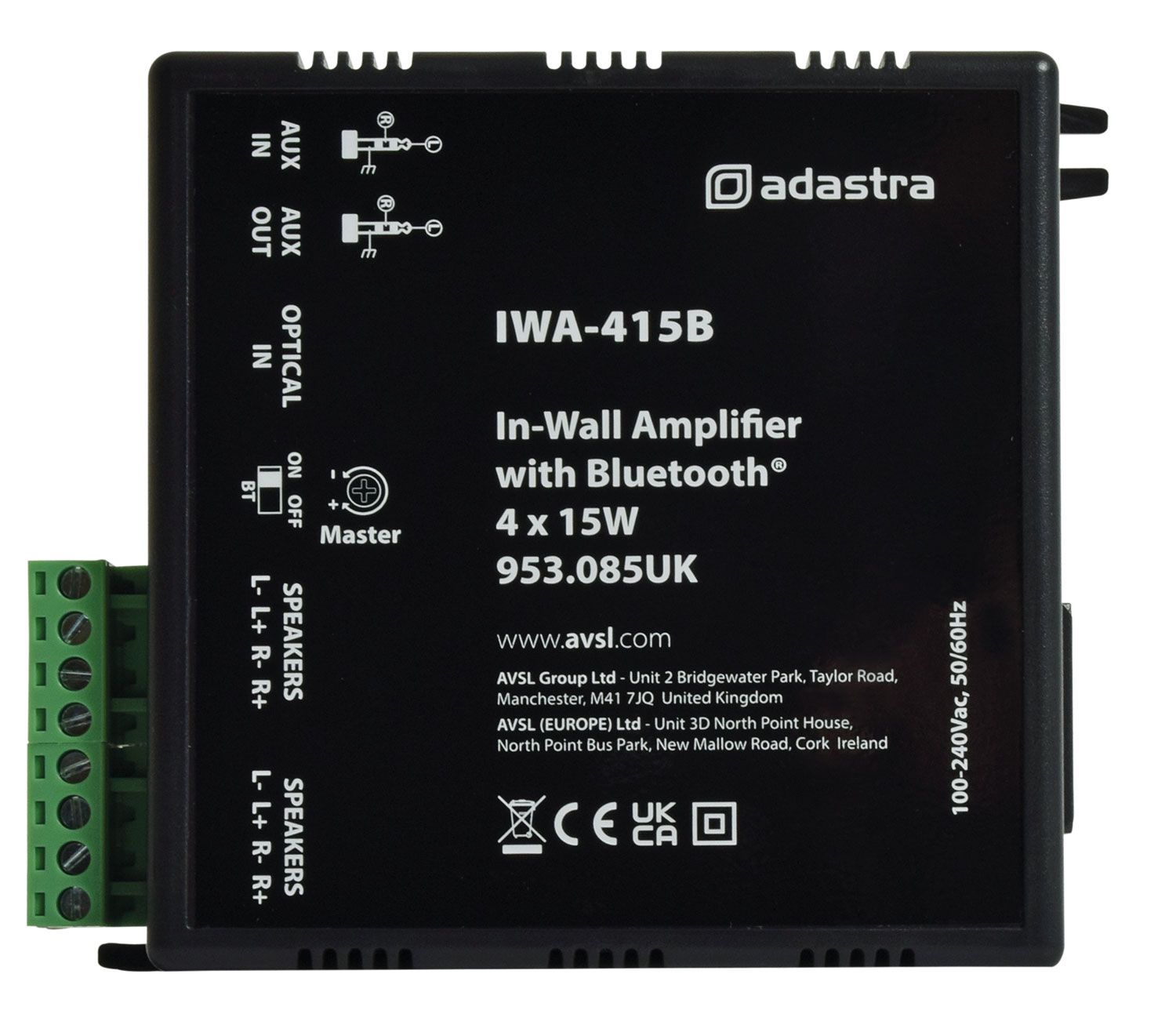 Adastra Iwa415b In-wall Music Amplifier With Bluetooth 4X 15w