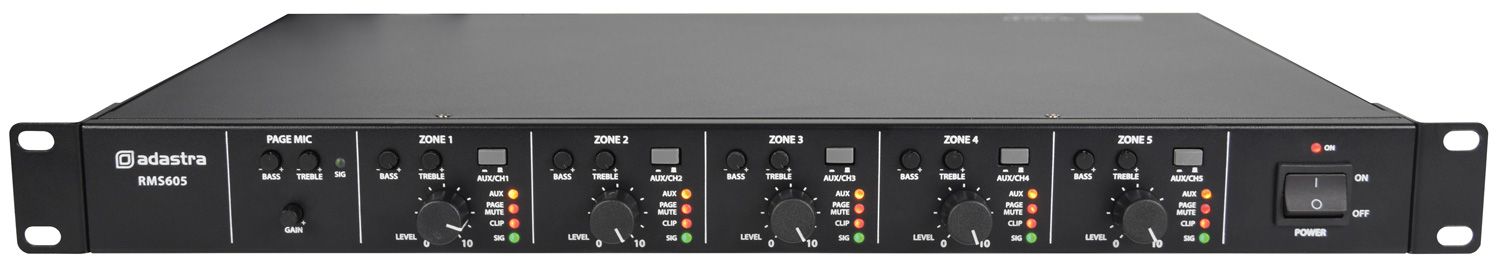 Multi-channel 100v Slave Amplifier 5 X 60w Adastra Rms605