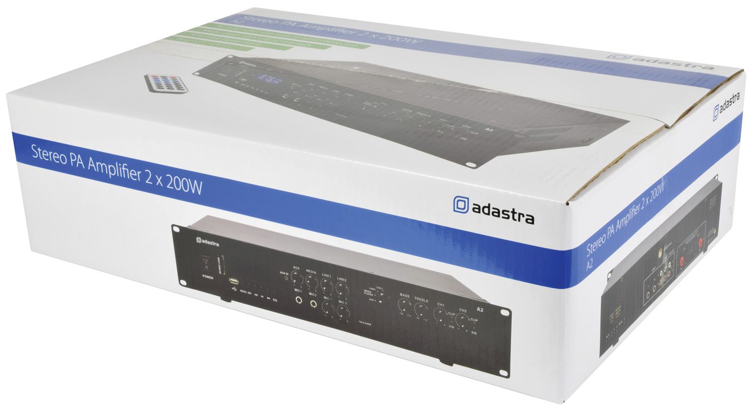 Adastra A2 Stereo PA Amplifier, 2x200W With FM, Bluetooth, 953.402UK