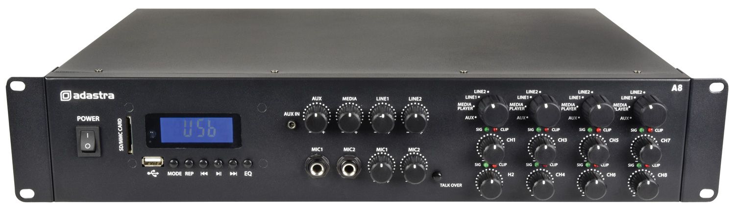 Adastra A8 Quad Stereo Background Music Installation Amplfier 8x200w