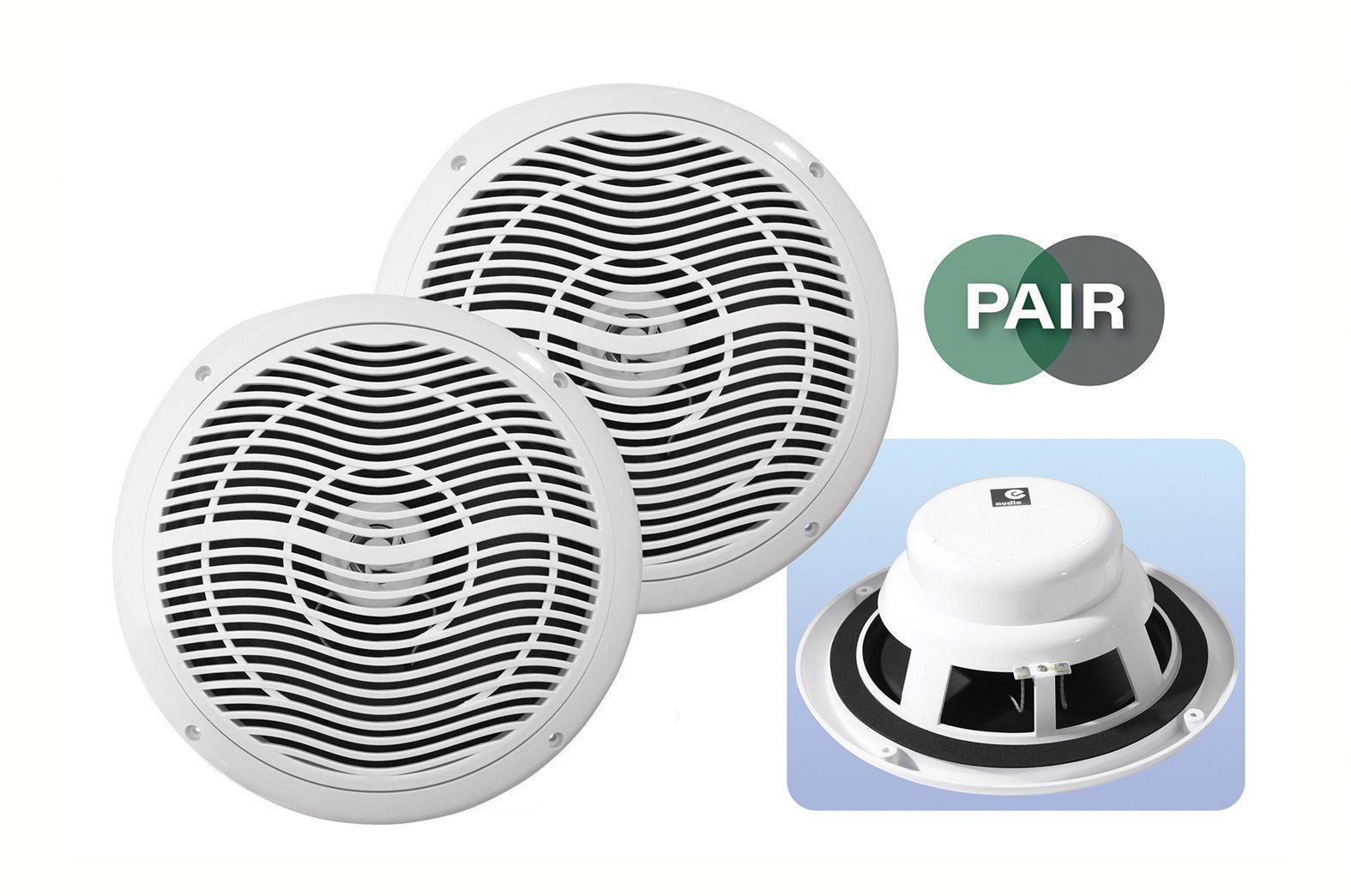 2X 170MM Ceiliing Loud Speakers Bathroom Moisture Resistant 4OHM White