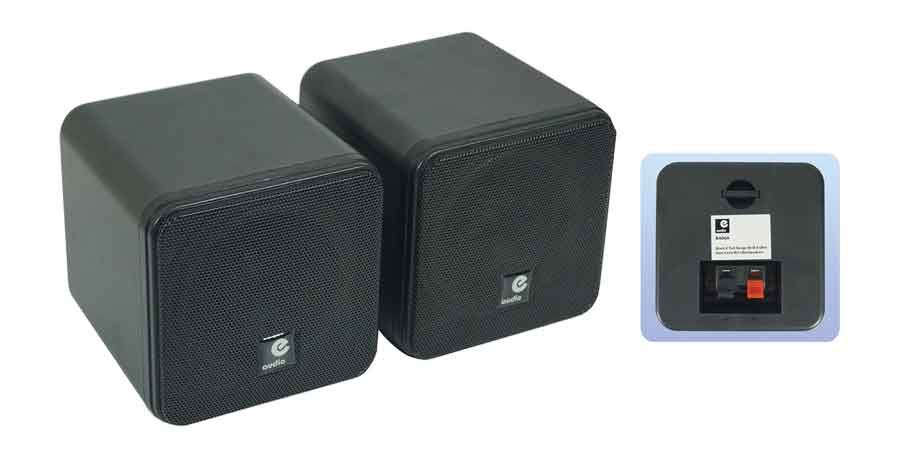 Pair of 4 Inch ABS Bookshelf Speakers 80W 8Ohm Black HiFi Surround Home Cinema