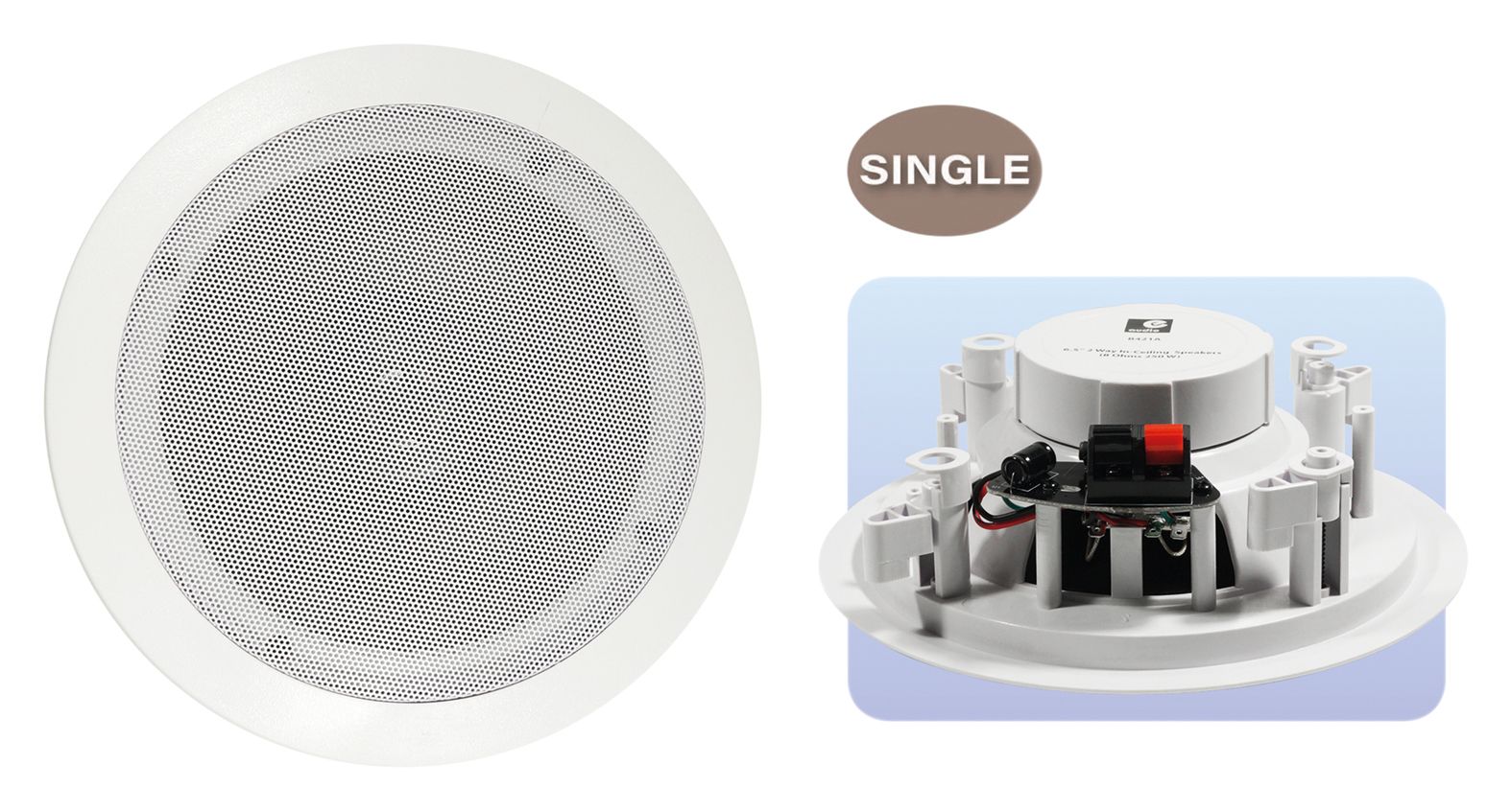 Home Club Pub 8 Ohm Fast Fit 6.5 Ceiling Speaker With Built-in Tweeter 50W