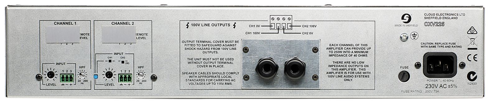 Cloud CXV-225 2 Channel 100V Amplifier 2 X 250 W