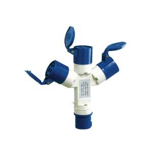 230V Blue 16A 3 Contact High Current Splitter