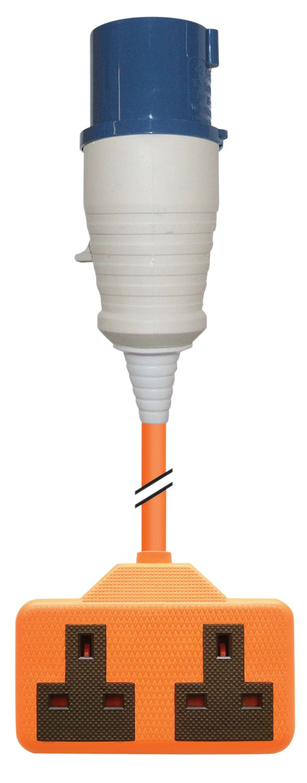 16A High Current Plug to 2 x 13 A Sockets Adaptor Lead