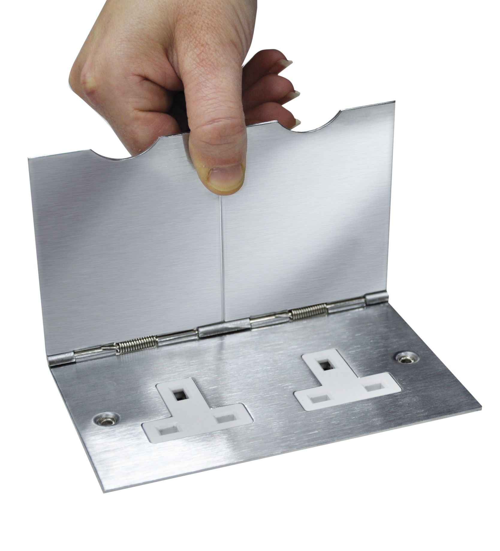 Floor Socket 2 Gang 13 A Satin Chrome