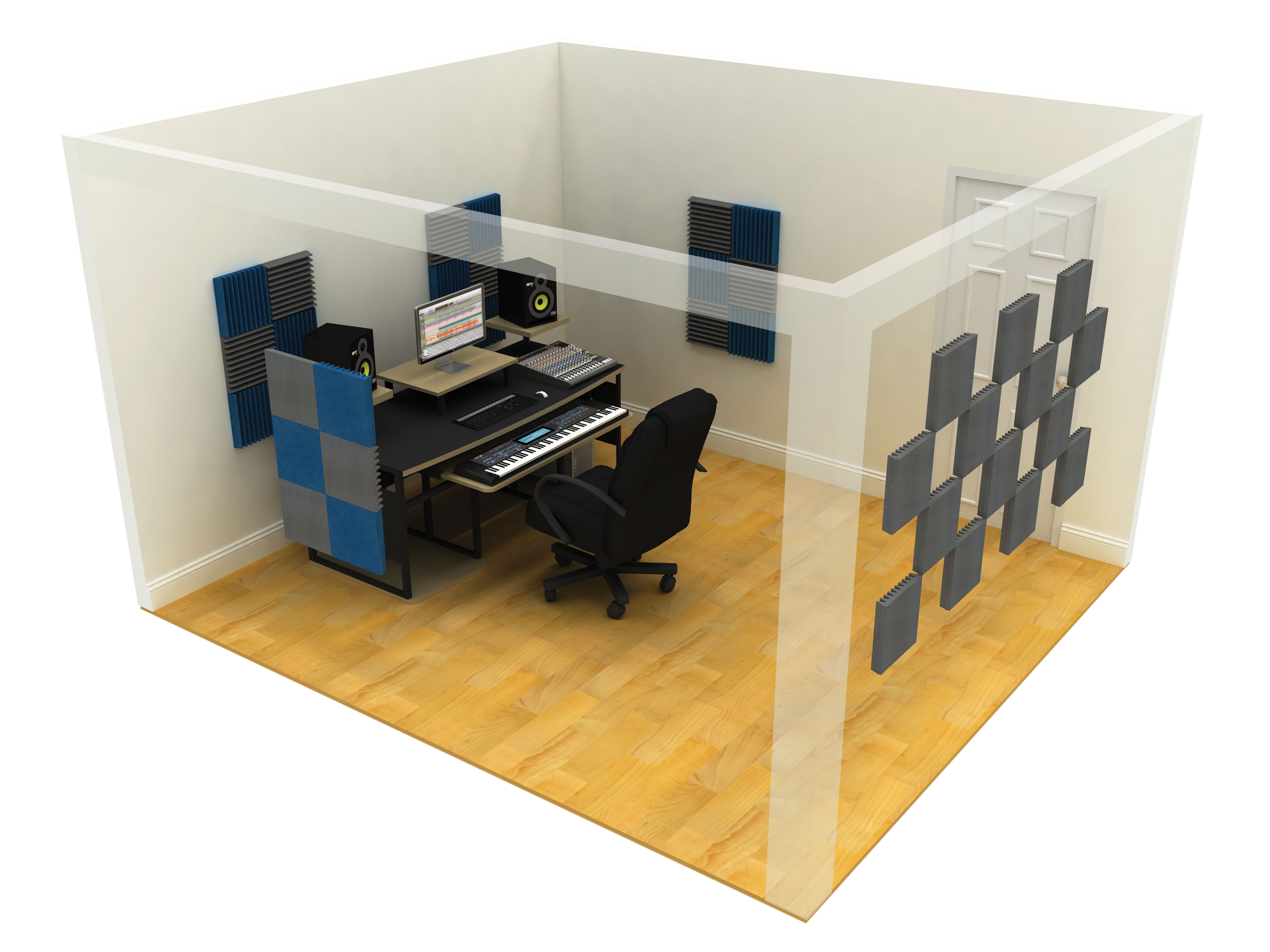 60 X 60 X 5cm Foam Acoustic Tiles (Pack of 8) (Colour Electric Blue)
