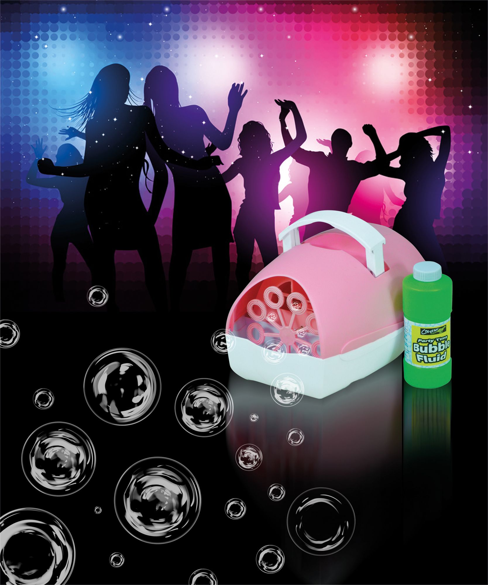 Bubble Machine Battery Mains Operated Pink For DJ Party Wedding Kids