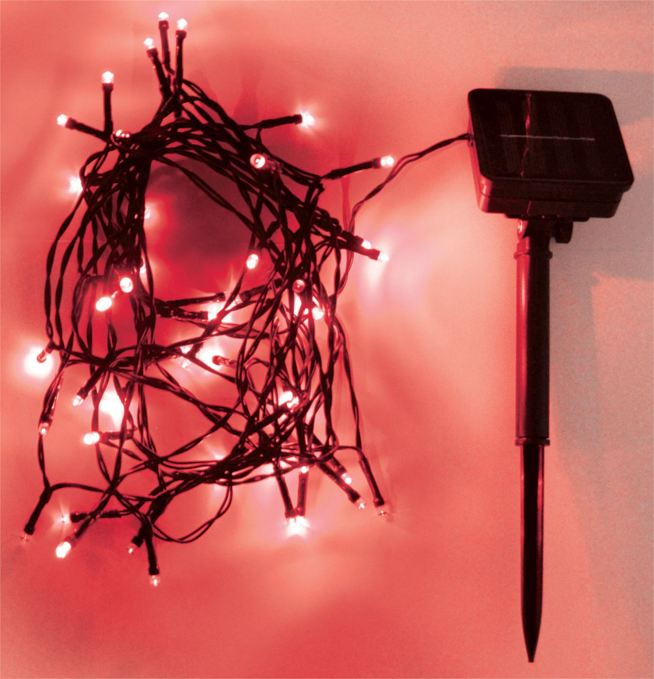 RED LED Solar Powered Outdoor String Lights 500 LED's 50M Length