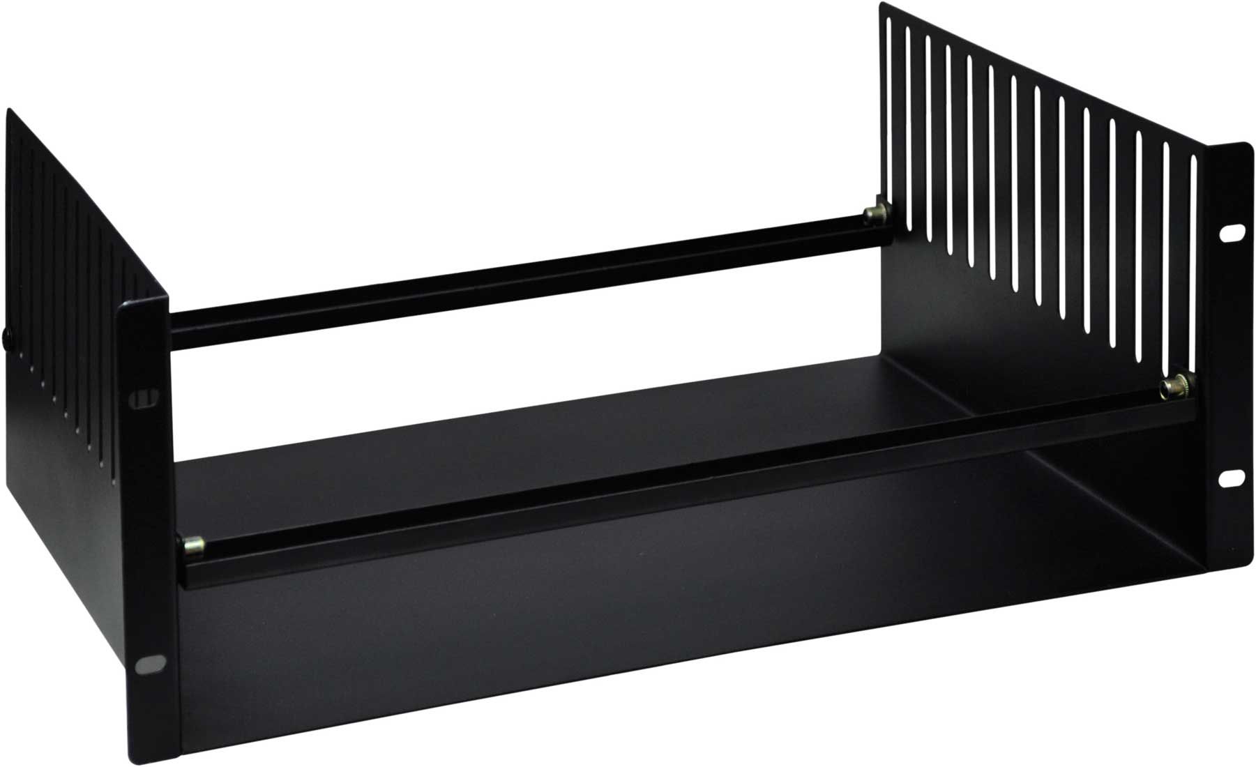 4U Steel Rack Tray with Adjustable Clamps Black Powder Coated