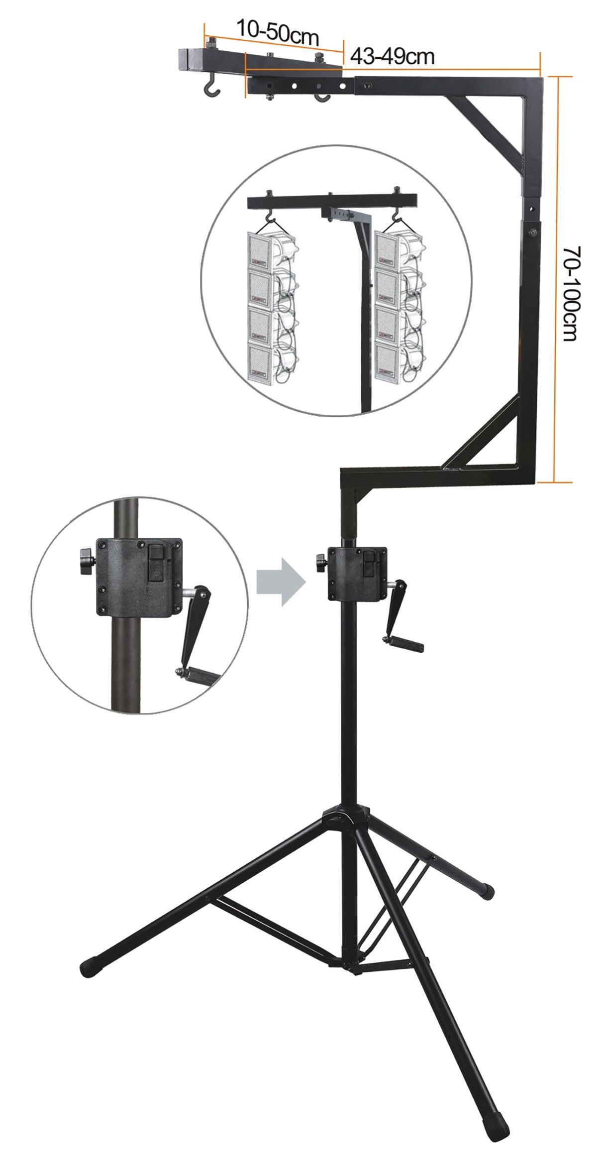 Heavy Duty Lighting Stand/Line Arraywith Swivel Arm and Winch