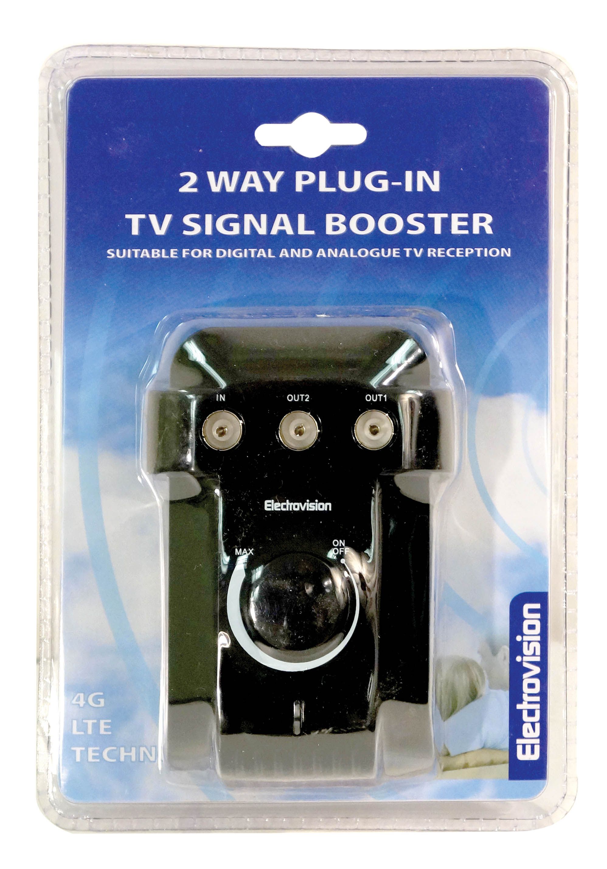 2 Way High Gain Plugin Digital Aerial Amplifier 1 in 2 out + 4G LTE