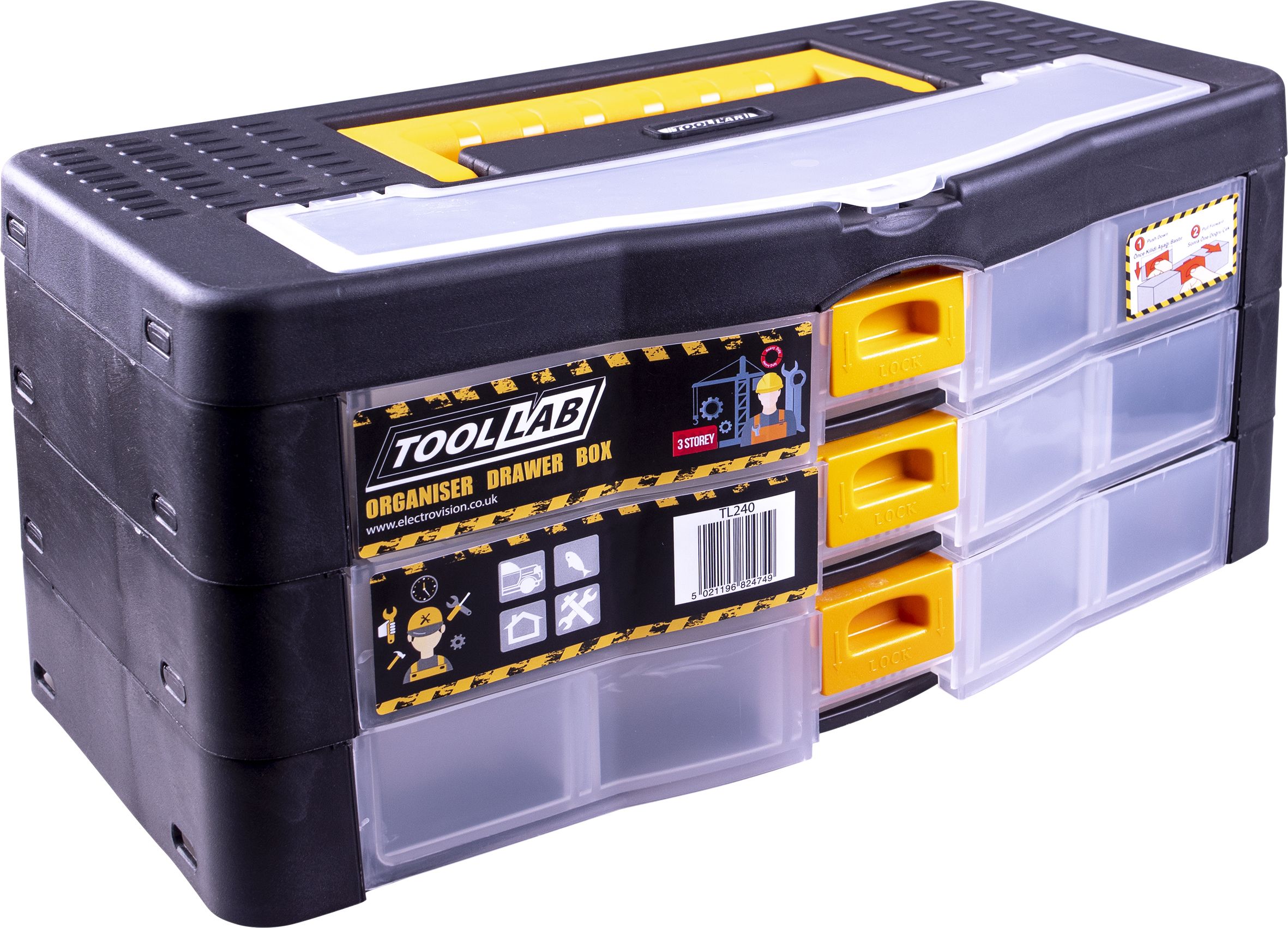 Modular Multi 3 Drawer Storage Box with Lid