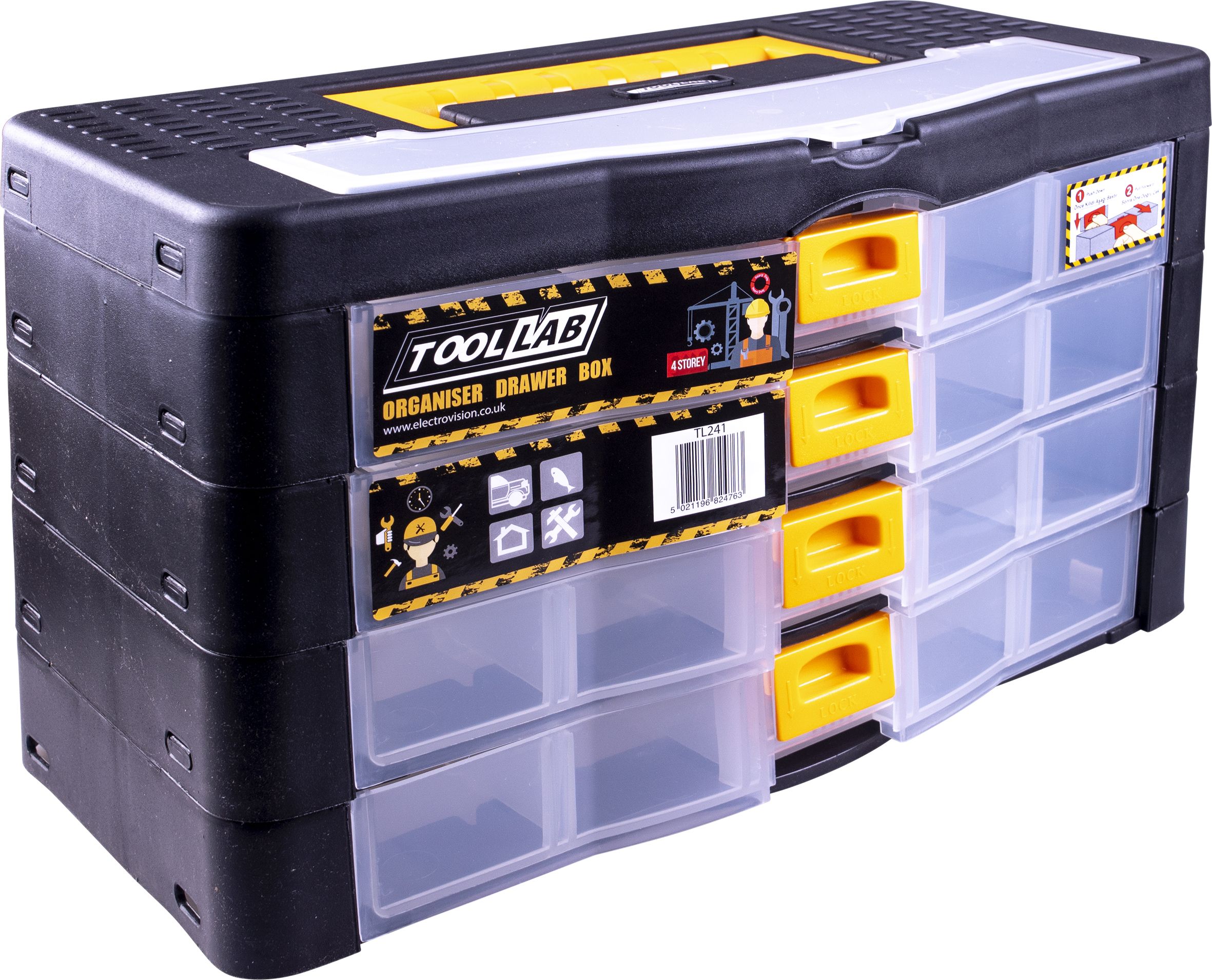 Modular Multi 4 Drawer Storage Box with Lid
