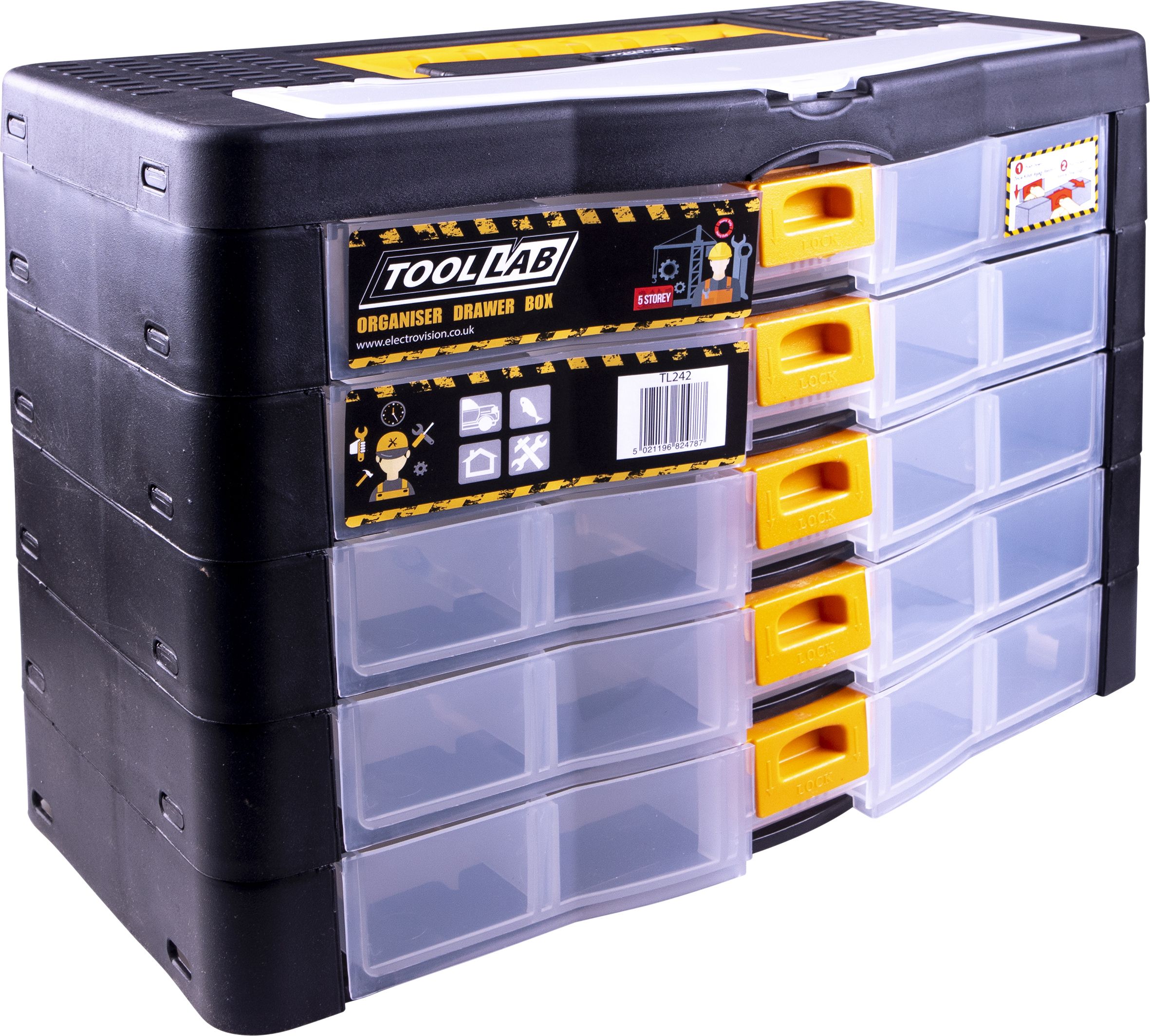 Modular Multi 5 Drawer Storage Box with Lid