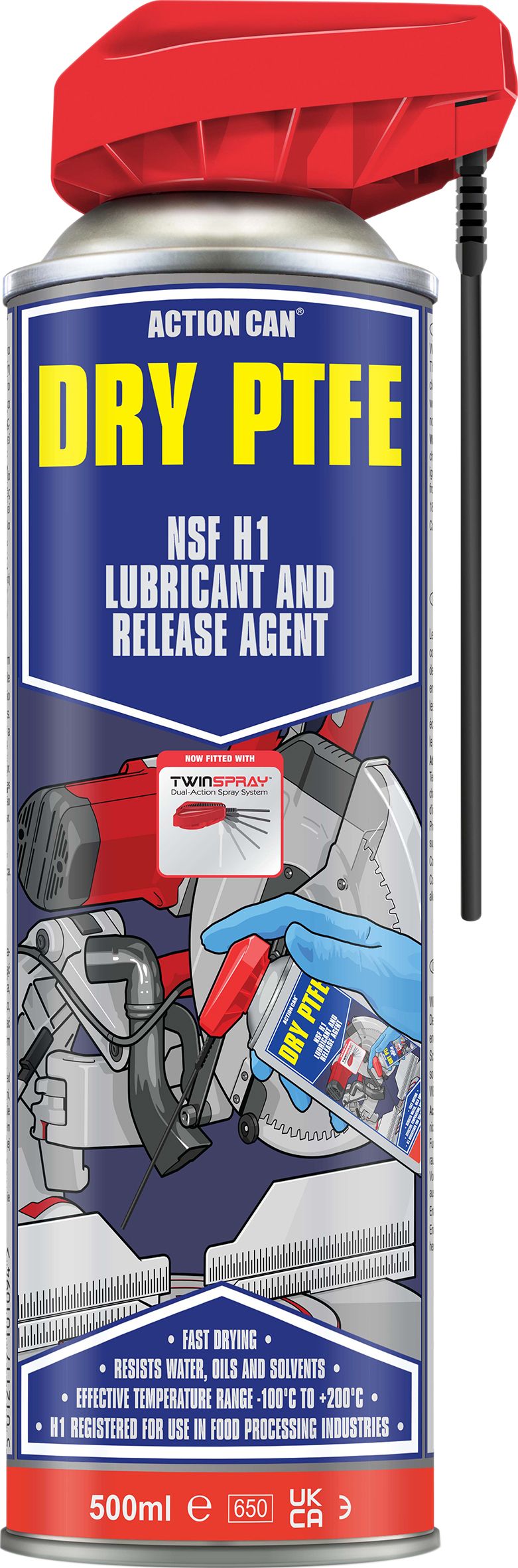 Dry PTFE TwinSpray Lubricant  Release Agent 500ML