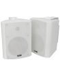 4x White Stereo Background Corner Speakers