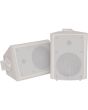 4x White Stereo Background Corner Speakers