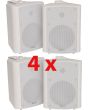 4x White Stereo Background Corner Speakers