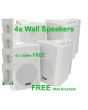 4x White Stereo 8in Wall Bookshelf Speakers and Cables, bc8-W 100.910uk B2