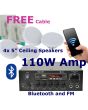 4x 5inch Ceiling Speakers, Stereo Bluetooth Amplifier and Cables 103.122 B13