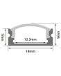 1m Aluminium LED Tape light Profile Short Crown Black