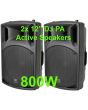 Pair DJ 12 Inch ABS Active PA Speakers Disco Party Sound System 800W