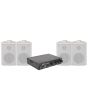 Music Package 4x White Wall Speakers, Bluetooth Amplifier,Cable