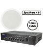 9x Commercial 100V Line Ceiling Speaker Amplifier Package