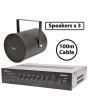 3x Black Projector Speakers, Amplifier Kit for Background Music Paging