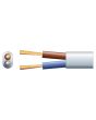 Mercury 2 Core Oval Mains Pvc 2 X 24/0.2mm 6a White 100m