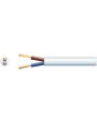 Mercury 2 Core Round Mains Pvc 2 X 24/0.2mm 6a 5.8mm Dia White 100m