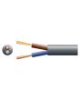 Mercury 2 Core Round Mains Pvc 2 X 24/0.2mm 6a 5.8mm Dia Black 100m