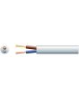 Mercury 2 Core Round Mains Pvc 2 X 48/0.2mm 15a 7.4mm Dia White 100m