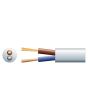 Mercury 2 Core Round Mains Pvc 2 X 48/0.2mm 15a 7.4mm Dia White 100m
