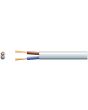 Mercury 2 Core Oval Mains Pvc 2 X 16/0.2mm 3a White 100m