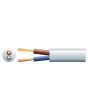 Mercury 2 Core Round Mains Pvc 2 X 24/0.2mm 6a 6.35mm Dia White 100m
