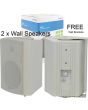 2x White Adastra bp6v-W 100v 6.5in Background 120w Abs PA Speakers