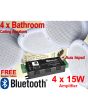 60w Bathroom Amplifier, Wireless Bluetooth, 4x White Ceiling Speakers. b428bl B1